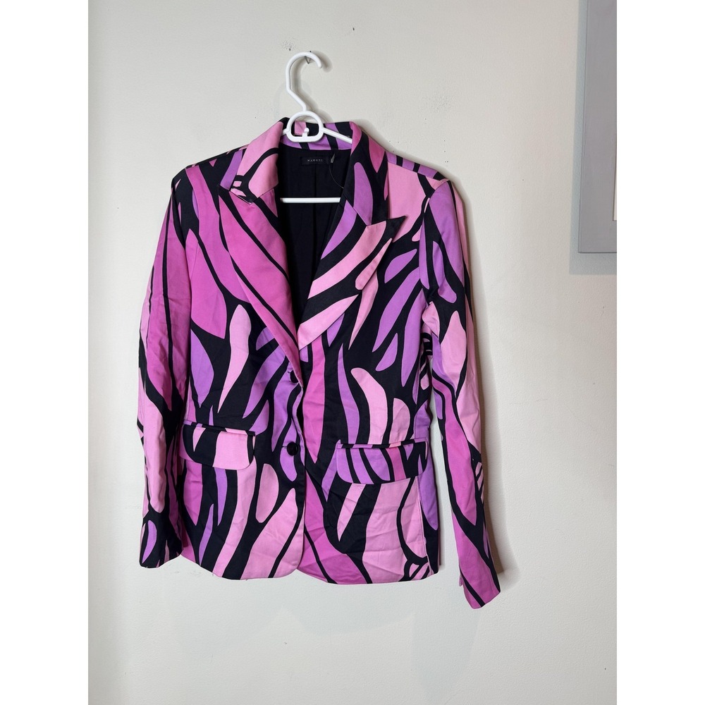 Natori Blazer Womens 6 Pink Purple Animal Print Cotton‎ Blend Suit Jacket - Picture 2 of 9